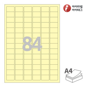 아이라벨 CL884Y A4라벨 스티커 라벨지 연노란색 모조 잉크젯, 레이저 프린터 겸용