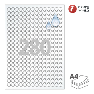 Φ12 (mm) 원형아이라벨 CL680TT A4라벨 스티커 라벨지 투명(25μm) 방수 레이저, 레이저 프린터 전용