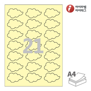 아이라벨 SL109Y A4라벨 스티커 라벨지 연노란색 모조 잉크젯, 레이저 프린터 겸용