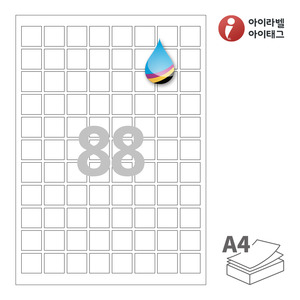 22 x 22 (mm)아이라벨 CJ888 A4라벨 스티커 라벨지 흰색 모조 잉크젯 100매 잉크젯 프린터 전용