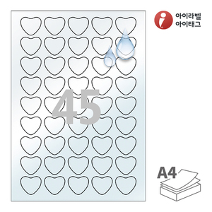 32 x 28.059 (mm) 둥근하트아이라벨 SL145LT A4라벨 스티커 라벨지 투명(50μm) 방수 레이저, 레이저 프린터 전용
