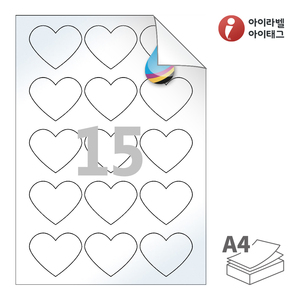 57.5 x 48 (mm) 하트 아이라벨 시치미 RV101CJLG A4라벨 스티커 라벨지 흰색 고광택 시치미 잉크젯, 잉크젯 프린터 전용