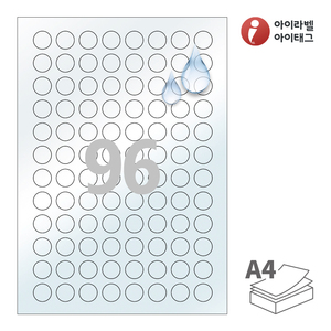 Φ18 (mm) 원형아이라벨 CL596LT A4라벨 스티커 라벨지 투명(50μm) 방수 레이저, 레이저 프린터 전용