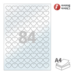 25 x 20 (mm) 하트아이라벨 PL100 A4라벨 스티커 라벨지 투명 라벨지키미, 프린터용 아님